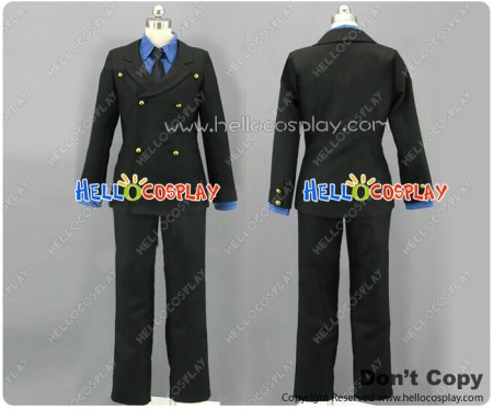 One Piece Cosplay Sanji Costume Blue Shirt Black Suit