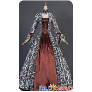 Victorian Gothic Satin Brown Formal Ball Gown Reenactment Stage Lolita Dress Costume