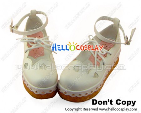 White Lacing Ankle Strap Platform Sweet Lolita Shoes