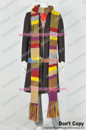 Doctor 4th Fourth Dr Tom Baker Cosplay Costume With Scarf Daily Suit Full Set