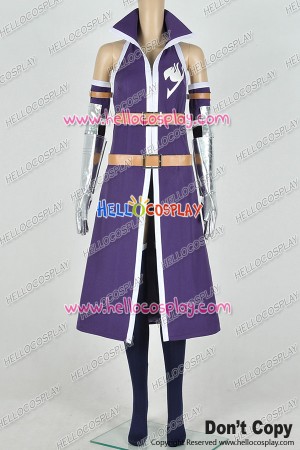 Fairy Tail Cosplay Titania Erza Scarlet Costume Purple Combat Uniform