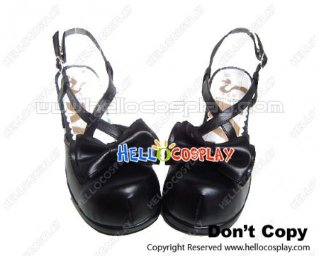 Black Popular Bow Chunky Princess Lolita Shoes
