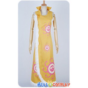 One Piece Cosplay Pirate Empress Boa Hancock Yellow Cheongsam Dress Costume