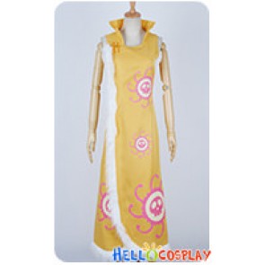 One Piece Cosplay Pirate Empress Boa Hancock Yellow Cheongsam Dress Costume