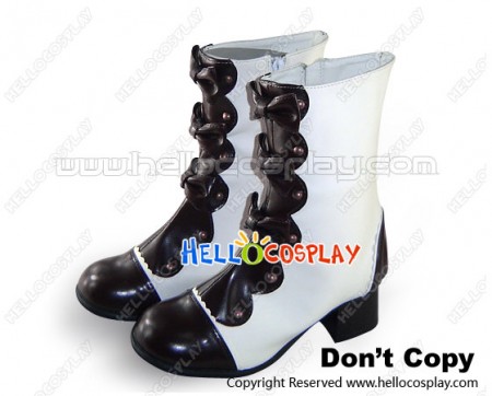 Brown White Three Bows Contracted Chunky Sweet Lolita Boots