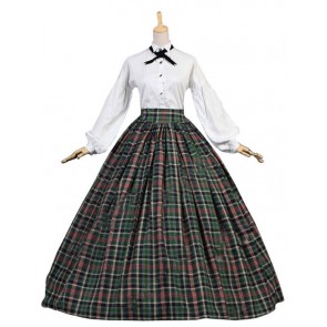 Dickens Country Plaid Tartan Victorian Gothic Ball Gown Period Lolita Dress Costume