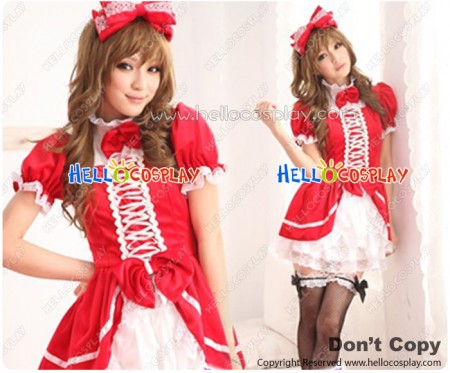 Angel Feather Cosplay Bow Costume Red White Dress