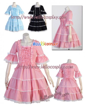 Gothic Lolita Costumes Black/Blue/Pink