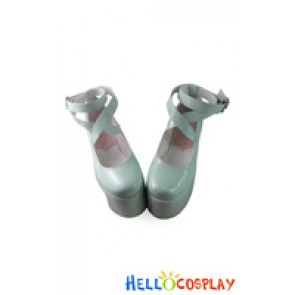 Punk Lolita Shoes Mirror Mint Green Locomotive High Platform Ankle Crosssing Straps