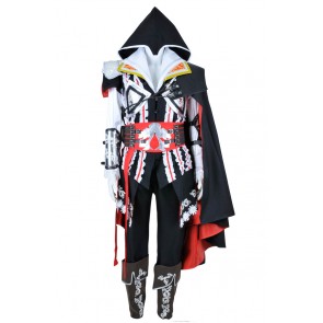 Assassin's Creed II 2 Cosplay Ezio Black Uniform Costume Full Set