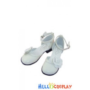 White Alice Flower Ankle Strap Chunky Sweet Lolita Shoes