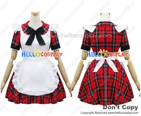 Angel Feather Cosplay Lolita Red Lattice Maid Dress