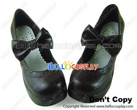 Brown IW Charlotte Bow Chunky Sweet Lolita Shoes
