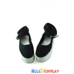 Black Suede White Soles Ankle Strap Platform Punk Lolita Shoes