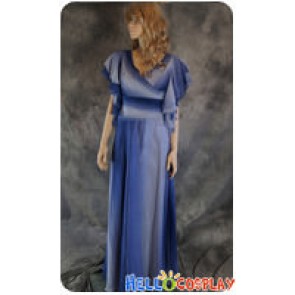 Party Cosplay Blue Chiffon Ball Gown Formal Dress Costume