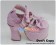 Pink Bow Crossing Straps Ruffle Chunky Princess Lolita Shoes