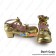 Princess Lolita Shoes Gold Three Bows Straps Chunky Heart Shaped Diamond Buckles