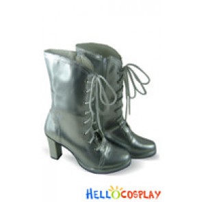 Silver Ruffle Lace Zipper Chunky Punk Lolita Boots