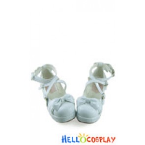 Mirror White Heart Shaped Buckles Platform Princess Lolita Shoes