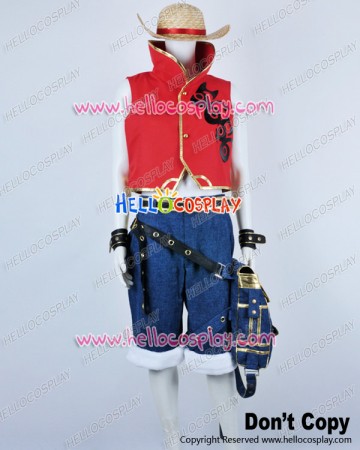 One Piece Cosplay Monkey D Luffy Red Skull Uniform Costume Full Set