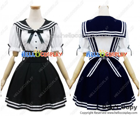 Angel Feather Cosplay Navy Strap Sailor Suit Costume Black