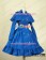 Gothic Lolita Cosplay Victorian Cape Reenactment Steampunk Stage Blue Dress Costume