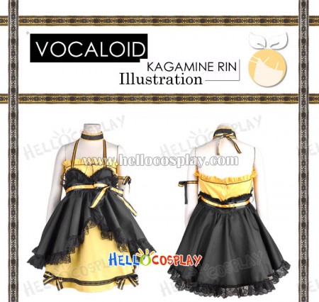 Vocaloid 2 Cosplay Kagamine Rin Yellow And Black Dress