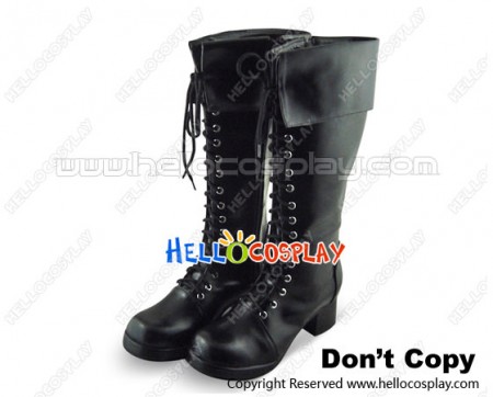 Black Lace Up Chunky Punk Lolita Long Boots