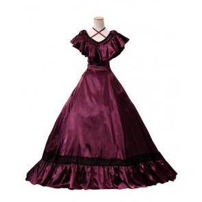 Southern Belle Edwardian Victorian Satin Gown Reenactment Lolita Dress Costume