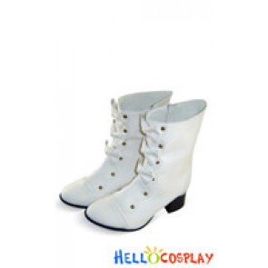 White Three Bows Contracted Chunky Sweet Lolita Boots