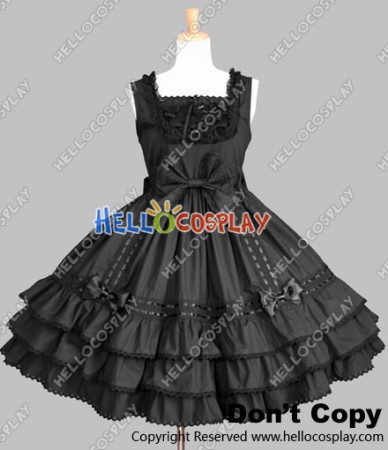 Gothic Lolita Punk Jumper Skirt Fluffy Cute Black Dress