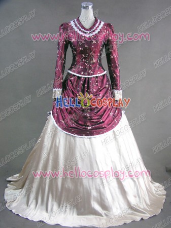 Victorian Lolita French Bustle Gothic Lolita Dress Wine Floral