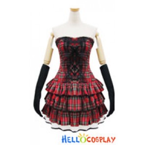 Angel Feather Cosplay Lolita Scottish Red Plaid Dress Costume