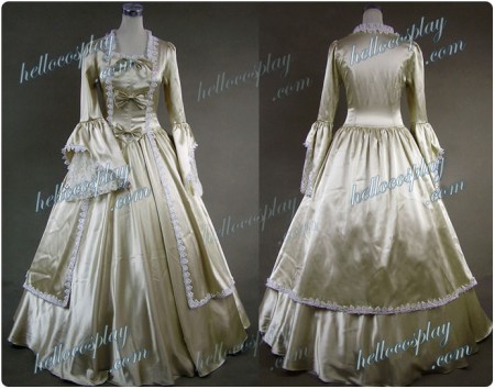 Marie Antoinette Victorian Gold Dress Evening Gown