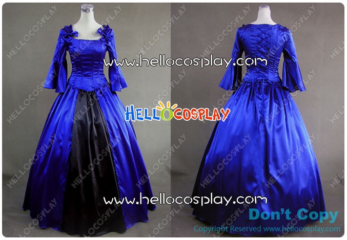 Colonial Lolita Ball Gown Prom Blue Wedding Dress