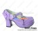 Mirror Purple Back Bow Ruffle Strap Chunky Princess Lolita Shoes