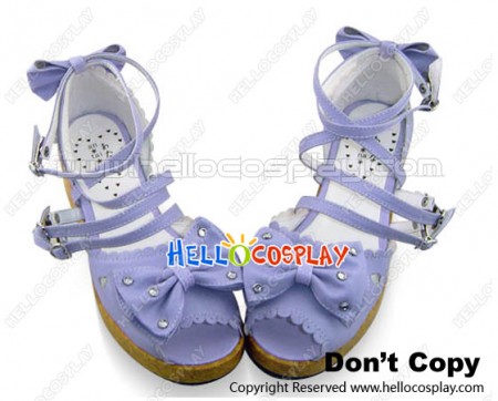 Purple Bows Ruffle Straps Platform Princess Lolita Sandals