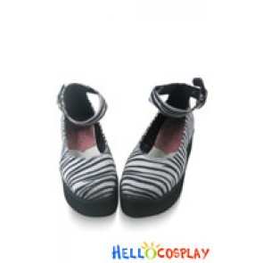 Zebra Ankle Strap Platform Princess Lolita Shoes