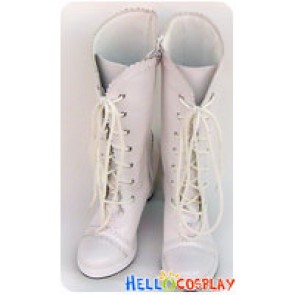 White Ruffle Lace Zipper Chunky Punk Lolita Boots