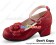 Wine Red Ruffle Flower Contract Chunky Sweet Lolita Shoes