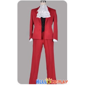 Ace Attorney Gyakuten Saiban Cosplay Miles Edgeworth Red Suit Costume