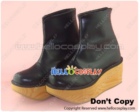 Black NaNa Woodgrain Platform Gothic Lolita Short Boots