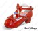 Mirror Red Three Bows Ruffle Chunky Princess Lolita Shoes