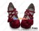 Wine Red Heart Shaped Bow Chunky Princess Lolita Shoes