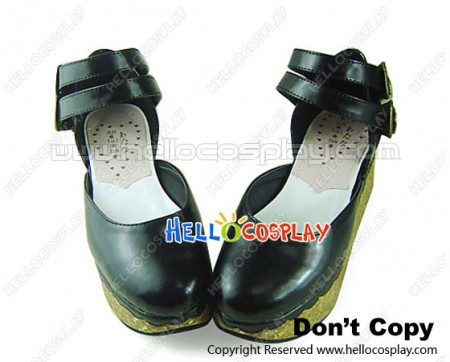 Black NaNa Double Ankle Straps Platform Sweet Lolita Shoes