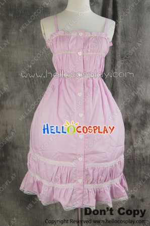 Gothic Lolita Cosplay Pink Sweet Summer Dress Costume