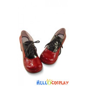 Mirror Red And Black Shoelace Chunky Punk Lolita Shoes