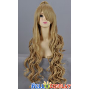Light Brown Curly Long Cosplay Wig With Clip-On Ponytail