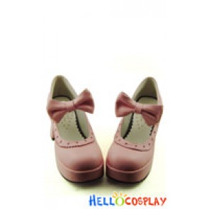 Pink IW Charlotte Bow Chunky Sweet Lolita Shoes