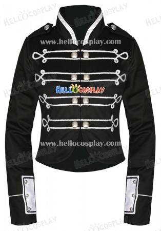 Black Silver My Chemical Romance Crop Military Jacket